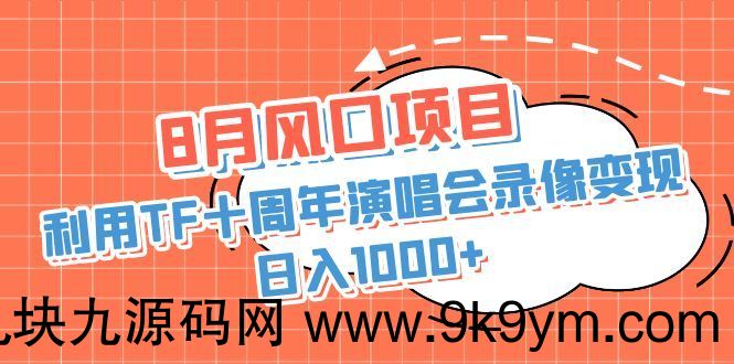 利用TF十周年演唱会录像变现+录像，日入1000+，简单无脑操作