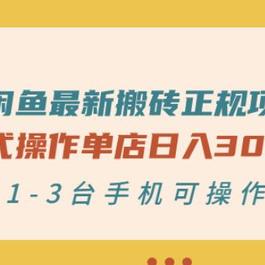 闲鱼最新搬砖正规项目：傻瓜式操作单店日入300+纯利 1-3台手机可操作