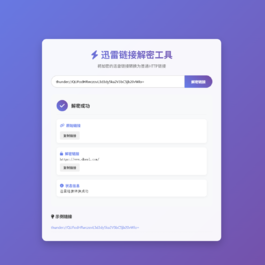 迅雷链接在线解密解析工具系统源码/本地化API/开源