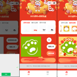 虎年背景头像框制作微信小程序源码_带安全检测